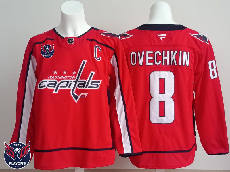 Men 2025 Washington Capitals 8 Ovechkin Red Fanatics Home Premium NHL Jersey style 2